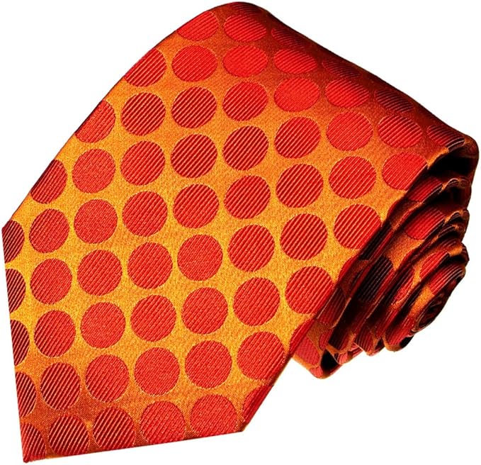 lorenzo cana - 意大利 * 真丝橙色圆点提花编织领带 - 36080